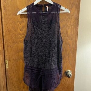 Free People Purple Lace Sleeveless Top